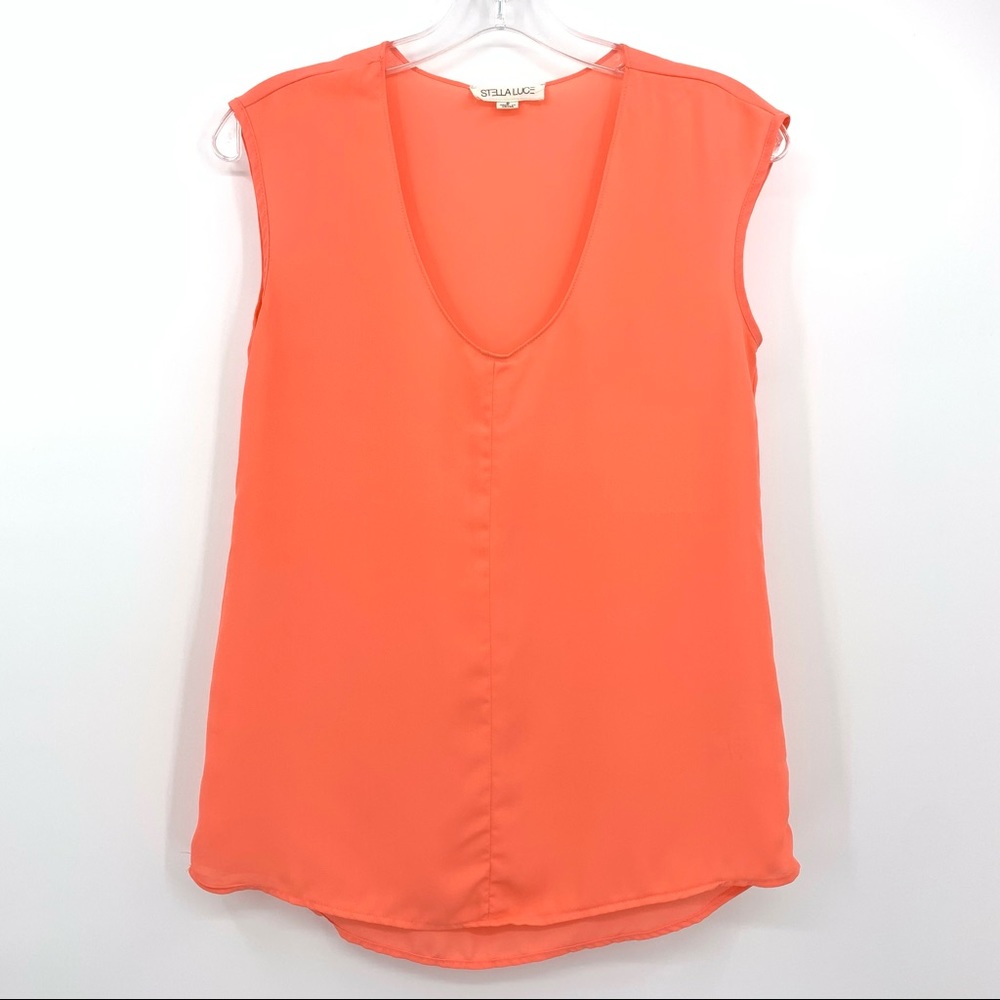 Stella Luce Orange Chiffon Sleeveless Top